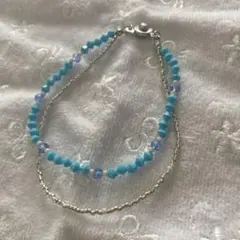 ハンドメイド 2連ビーズブレスレット