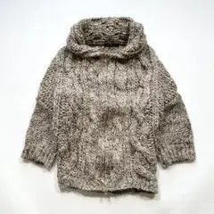 マカフィー ジップアップドルマンカーディガン ケーブルニット アルパカ混