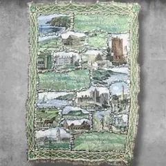 BOJK メッセージ ラグ ブランケット ビンテージ 緑 USA製 風景柄 景色