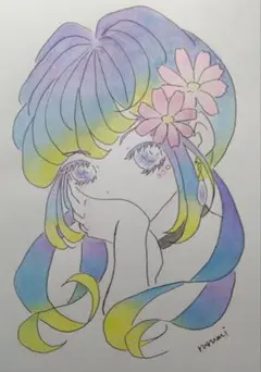 水彩画 女の子 イラスト