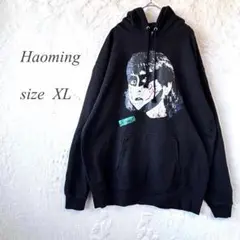 Haoming パーカー XL 黒 ビックプリント プロレス 武藤敬司 967