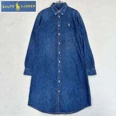 美品✨ポロラルフローレン シャツワンピース ロング デニム 長袖 ポニー刺繍 L