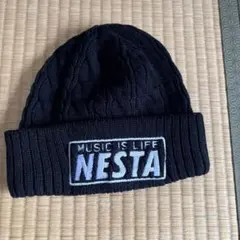 B*a様 NESTA BRANDケーブル編みニット帽 黒のサムネイル
