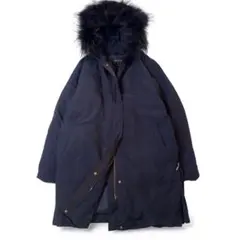 インディヴィ　ダウンコート　ネイビー　ラクーンファー　40サイズ