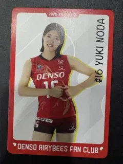 野田祐希　デンソーエアリービーズ　トレーディングカード　ファンクラブ限定