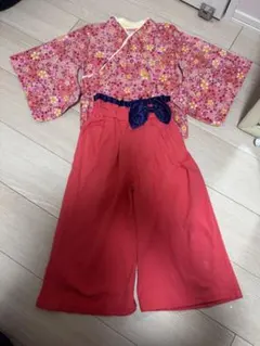 花柄着物スタイル上着と赤袴セット