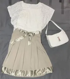 ショコラフィネローブ　白　レース　ブラウス　半袖　レディース　オフィスカジュアル