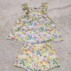 花柄ワンピース水着（ショートパンツ付き）