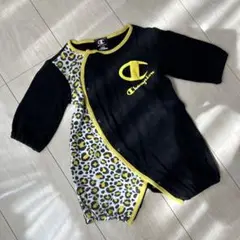 Champion 半袖ロンパース 70cm ブラック/レオパード