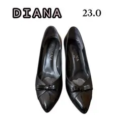 ​【美品】ダイアナ ウェルフィット パンプス 23cm 黒 リボン