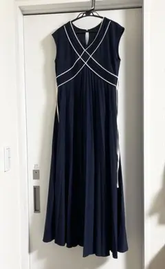 極美品✨CLOCHE クロシェコットンボイルギャザーワンピース ロイヤル 