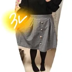 ⑨爽やかアイテム❤️3L◇ギンガムチェック柄❤️大きなパールボタンの膝丈スカート