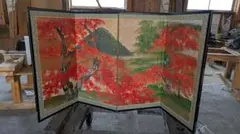週末値下げ　伊藤嘉晃　四枚折屏風　紅葉山水 週末値下げ 伊藤嘉晃 四枚折屏風 紅葉山水 - メルカリ