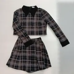REDYAZEL レディアゼル 襟付きチェックブラウス セットアップ Sサイズ