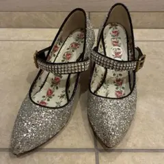 【美品】GUCCI グッチ24.5cmグリッター クリスタル パンプスハイヒールのサムネイル