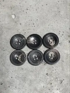 本水牛ボタン ブラック ブラウン マーブル ビンテージ加工 20mm 6個