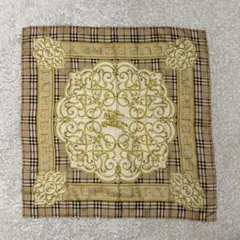 美品　90's Burberry ノバチェック　スカーフ 大判　ゴールド　シルク