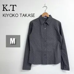 【美品】KIYOKO TAKASE 長袖シャツ グレー系 ストライプ M コムサのサムネイル