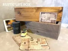 ナチュラルウッド 収納ボックス アンティーク風 木製 ハンドメイド|ステンシル可