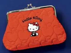 新品　ハローキティ りんご柄キルティング　がま口　リンネル　キティちゃん