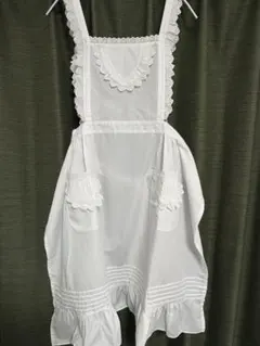フランスヴィンテージ レースパイピングエプロン レイヤードにも