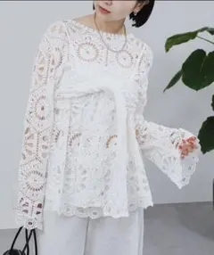 【美品】クロシェトップス＆ ビスチェSET mystic 白 ホワイト レース
