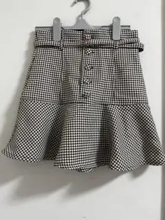 GRL ベルト付き千鳥格子柄フレアミニスカート M