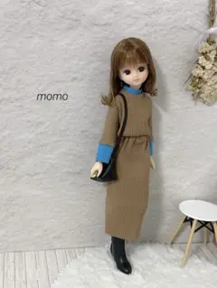 22cmドール服 配色切り替えニット♡セットアップ♡