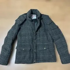 ハリスツイード ダウンジャケット ボイコット 2WAY グレー チェック