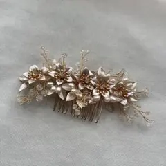 ヘッドドレス ピンクゴールド ウェディング ボンネ