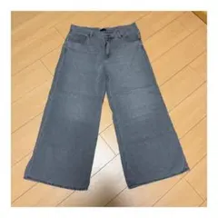 UNIQLO JEANS ワイドパンツ グレー デニム ワイドレッグ34メンズも