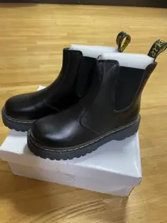 黒 サイドゴア 編み上げ ブーツ