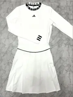 新品 S/XS アディダスゴルフ 長袖シャツ＆プリーツロングスカート上下セット