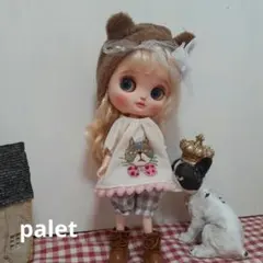 ♡ミディブライスアウトフィット　刺繍のトップス　パンツ　くま耳ヘアアクセ 三点♡