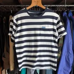 BLUE BLUE ボーダー ポケットTシャツ 半袖 カットソー 古着 M 紺白のサムネイル