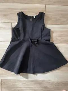 80 礼服　セレモニードレス　黒いリボン付きワンピース