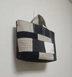 リネン　パッチワーク　トートバッグ　ハンドメイド