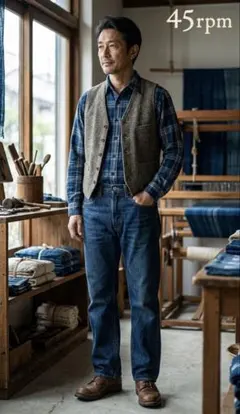 45rpm デニムパンツ メンズ W31 日本製 インディゴ ストレート 45R