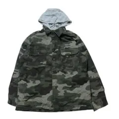 PURITAN 迷彩 カモフラ 中綿シャツジャケット フード付