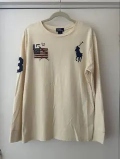 POlO長袖Tシャツ アメリカ国旗 プリント