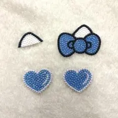 うちわデコ デコうちわ パーツ 猫耳 ハート 水色 キティ