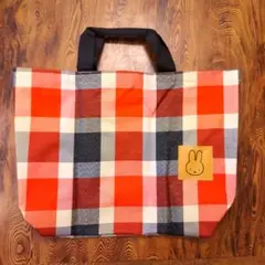 [新品] miffy トートバッグ 赤黒チェック ②