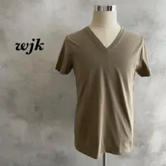 未使用✨wjk ダブルジェイケイ Tシャツ Vネック 刺繍ロゴ カーキ L 38のサムネイル