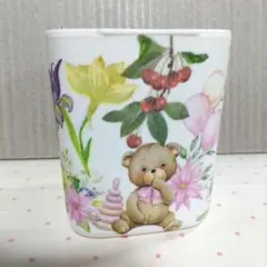 デコパージュ　花とくまさんのイラスト 卓上ダストBOX