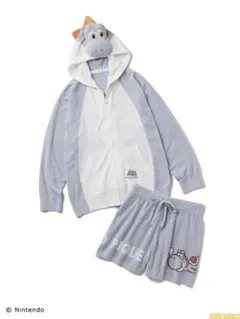 ジェラートピケ ヨッシー パーカー＆ショートパンツセット レディース ブルー