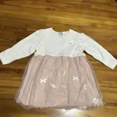 90cm SLAP SLIP 長袖ワンピース ピンク チュール リボン 花柄