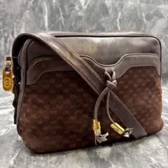 ✨美品✨GUCCI GG ショルダーバッグ ブラウン スエード ロゴ レザー
