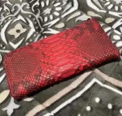 パイソンL字型長財布（赤）