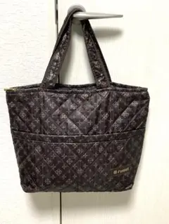 russet ラシット　ダークブラウン キルティングトートバッグ　モノグラム柄