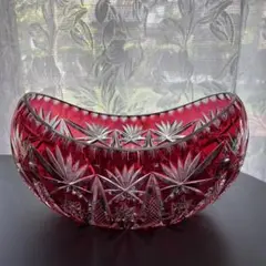 ボヘミアンガラス 入れ物 レッド